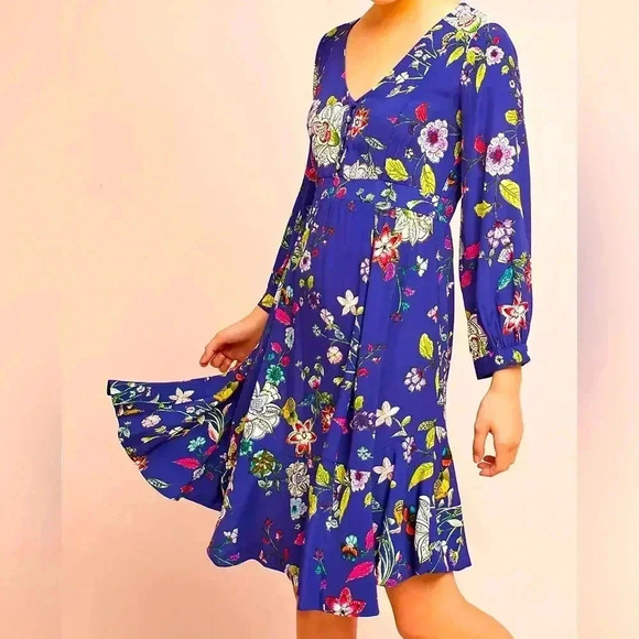 Maeve Maplewood Dress XS Long Sleeve Fit Flare Boho Floral Anthropologie EUC - Picture 1 of 15
